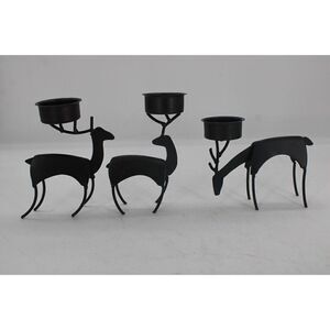 Illuminate Iron Deer Tea Light  Candle Holders Set Of 3